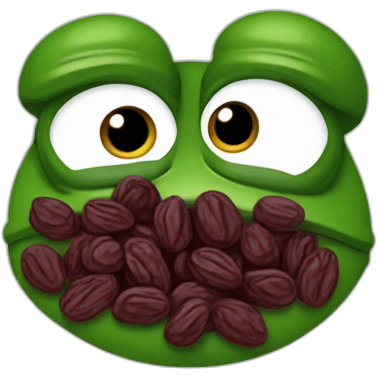 pepe the frog mixed with a dry raisin to show he is tired emoji