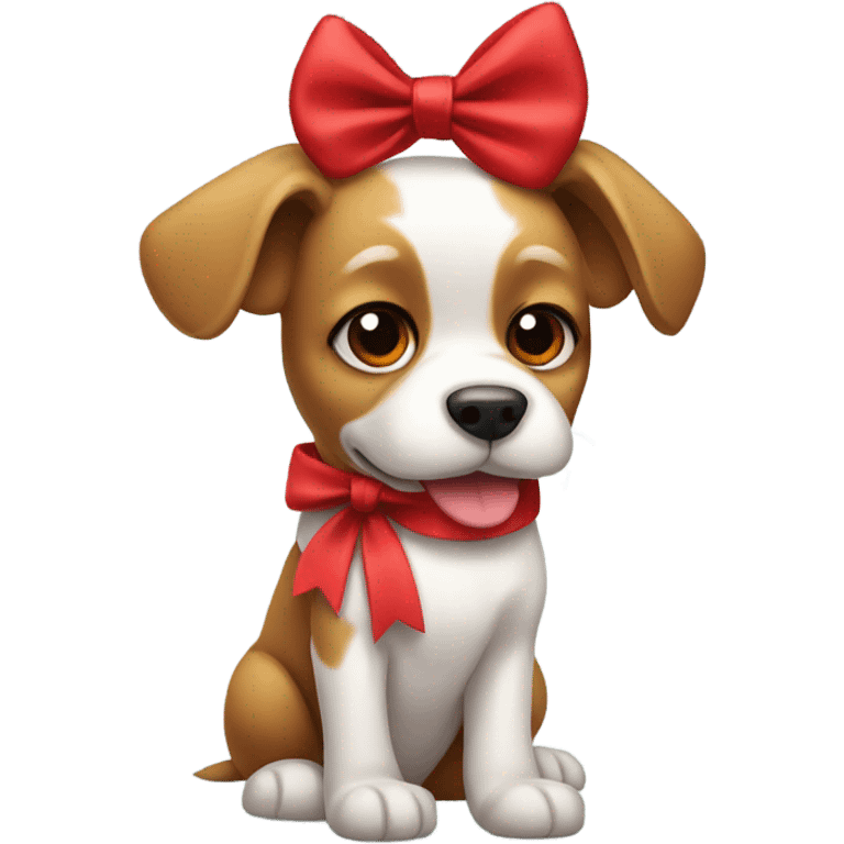 Dog wearing red bow  emoji