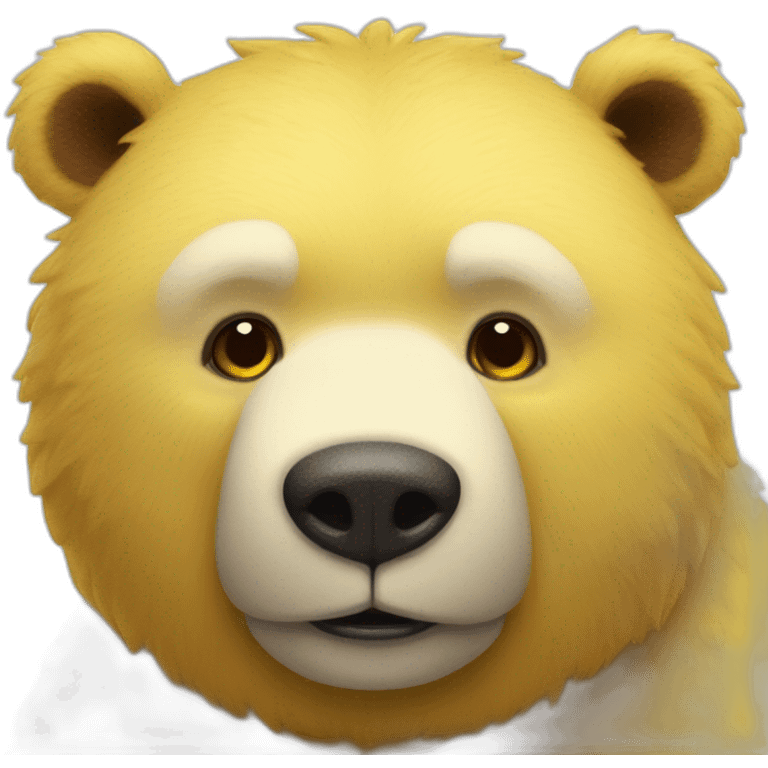 Gros ours jaune avec un petit mayo rouge emoji