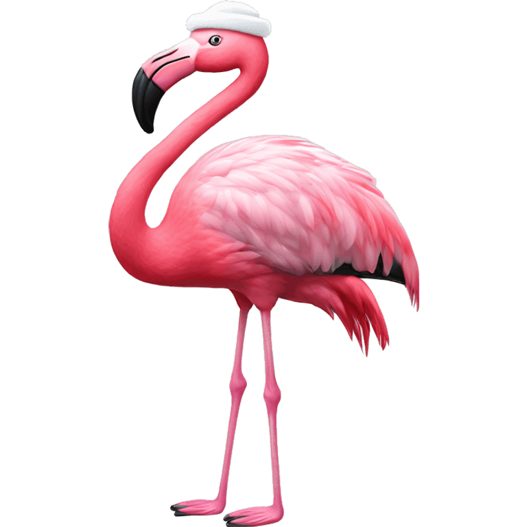 Pink flamingo with a Santa hat, show full body of the flamingo  emoji