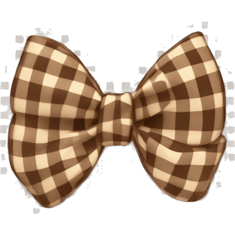 brown gingham print cute bow emoji