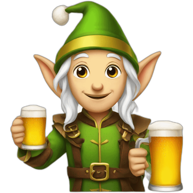 elf with beer emoji