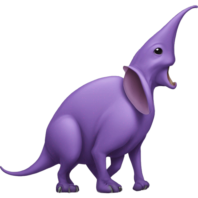 purple Aardvark with a long nose using a radar emoji