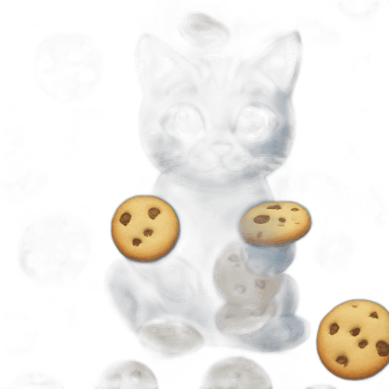 blue cat with a cookies emoji