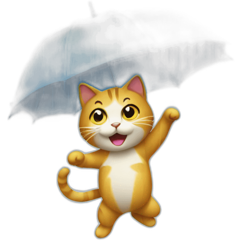 Cat dancing under the rain emoji