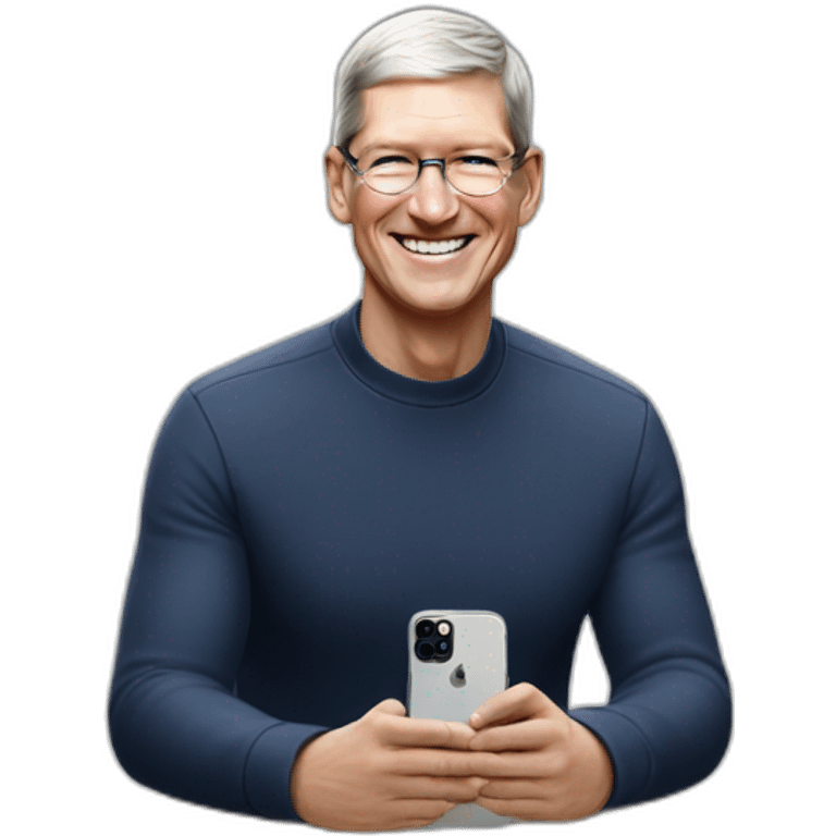 Happy Tim Cook with iPhone 15 Pro Max emoji