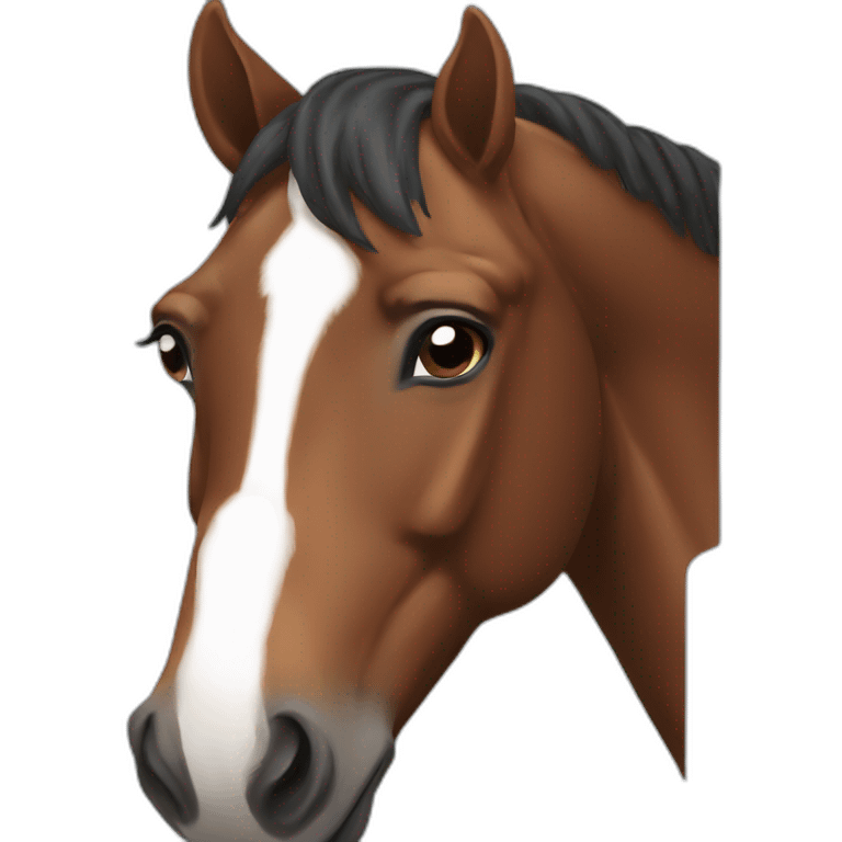 brown bay horse with a small white spot on forehead emoji