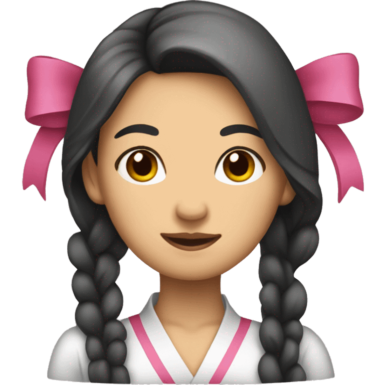 asian woman with long curvy hair with a bow emoji