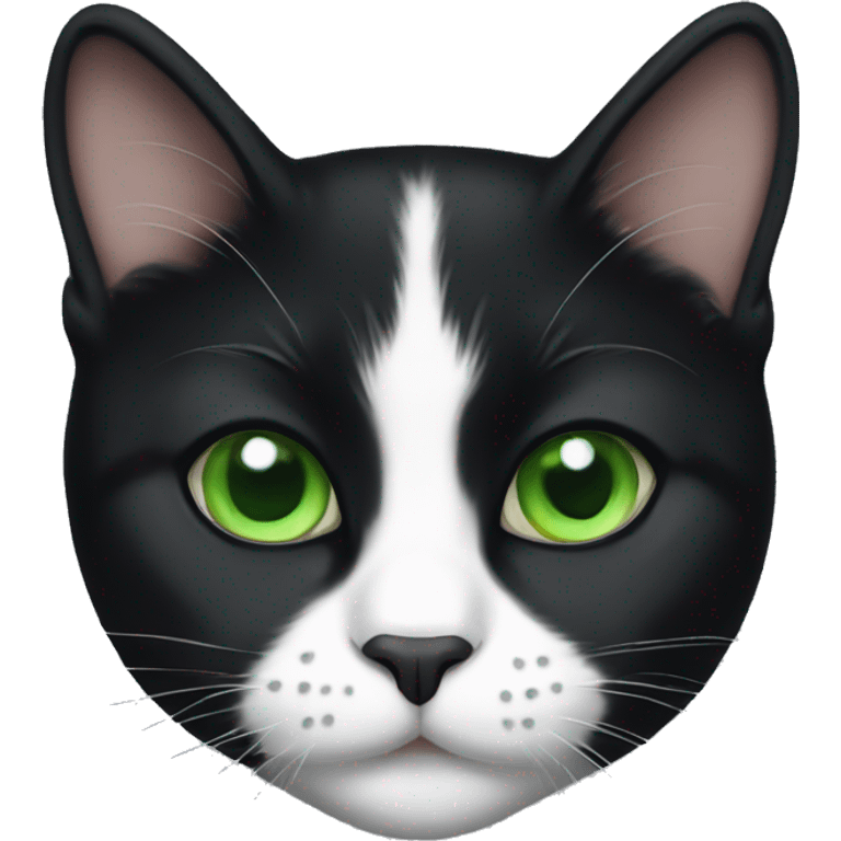 tuxedo cat with green eyes emoji