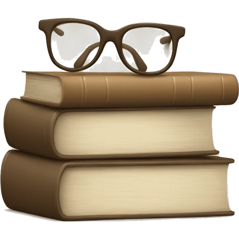 glasses on top of a stack of books beige emoji