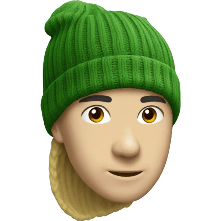 Ribbed beanie hat, green color emoji