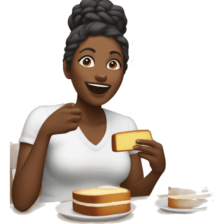 Black woman eating pound cake  emoji