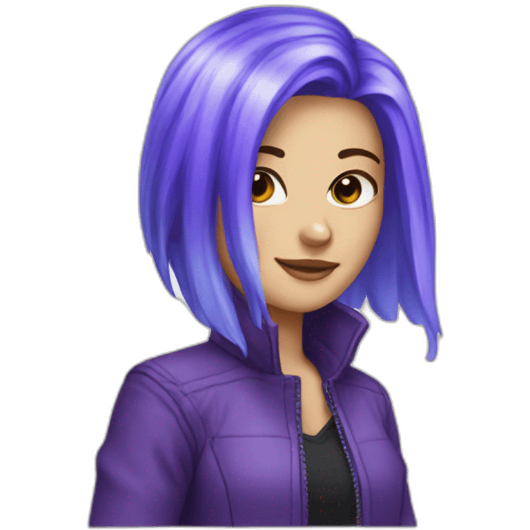 Blue purple hair jacket white girl emoji