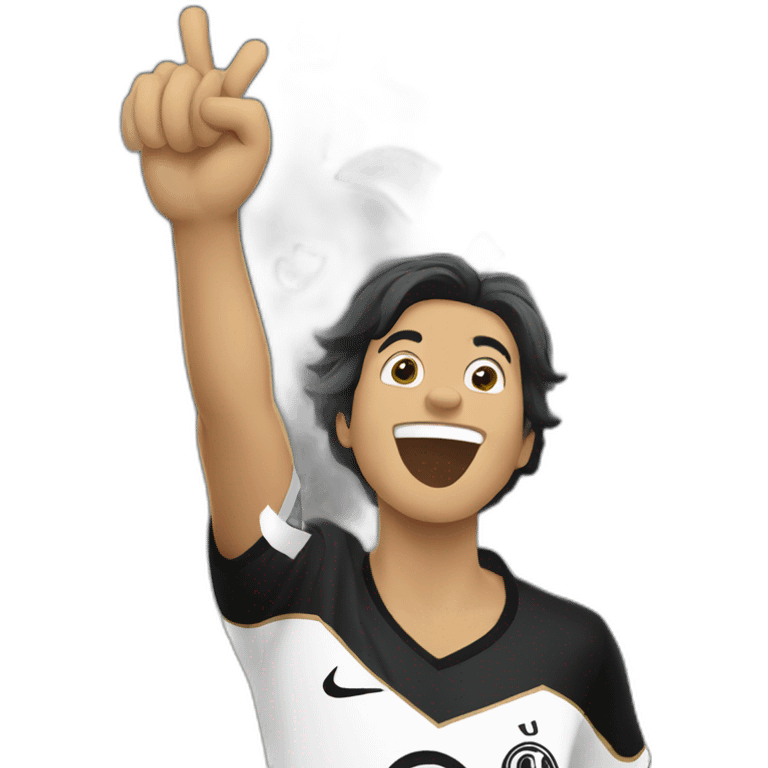 A Corinthians fan celebrate the victory.Try the real logo of Corinthians emoji