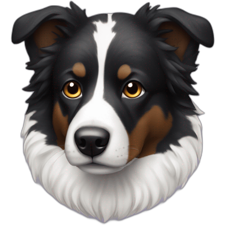 Black fur Aussie dog with white fur spot on head emoji