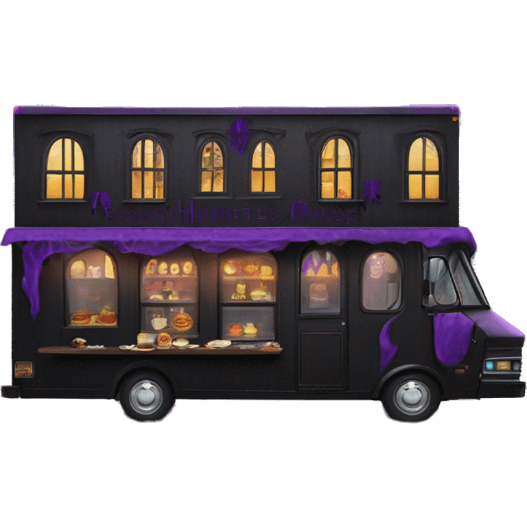 Reality morticia Addams haunted dream house on food truck  emoji