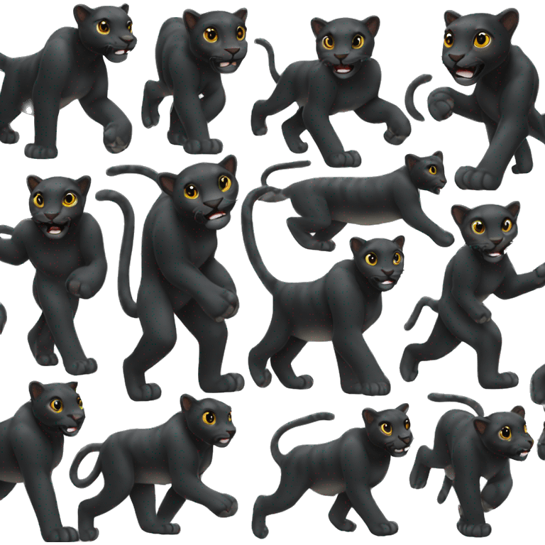 Black leopard walking with four legs emoji