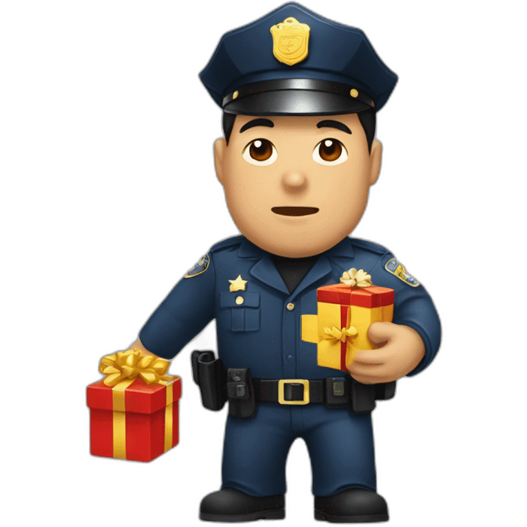 Cop arresting chinese man with stolen christmas present emoji