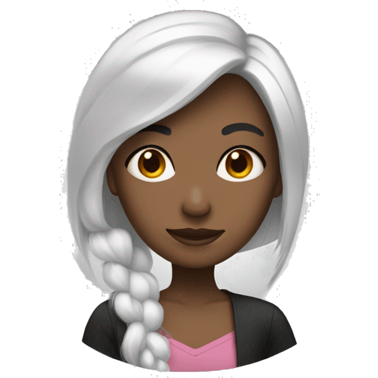 Girl with half black half white hair emoji