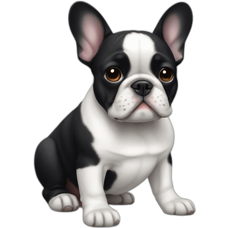 black and white french bulldog emoji