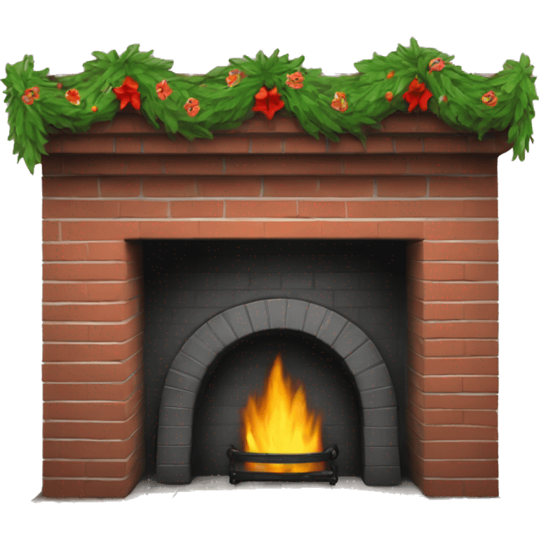 Brick Fireplace with wreath  emoji