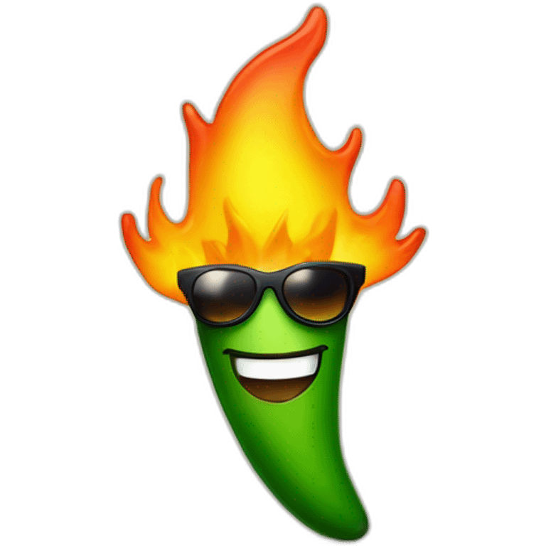 JALAPENO WITH SUN GLASSES IN FLAMES emoji