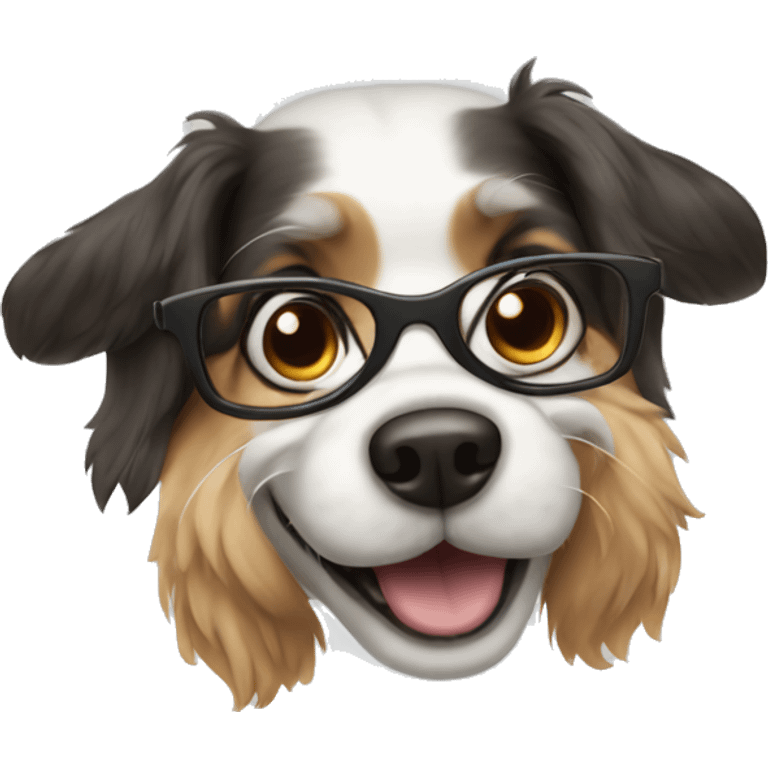 Dog with glasses flying emoji