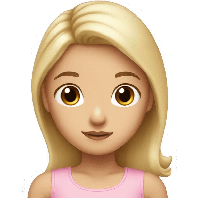 Cute girl with blonde on the bottom of her hair and brunette on the top with the brown eyes and the bow in the side and a pink top emoji