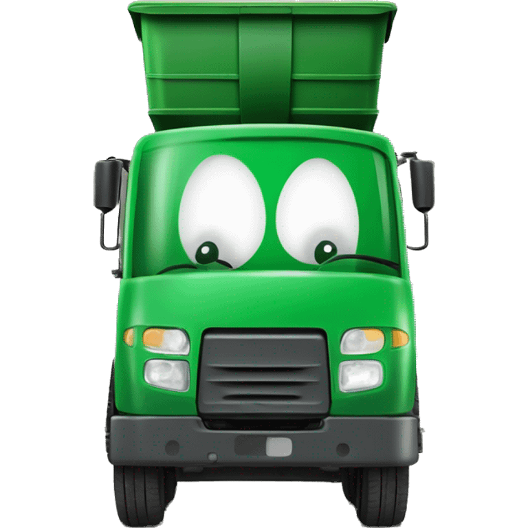 camion poubelle électrique vert long avec un logo éclair sur la benne emoji