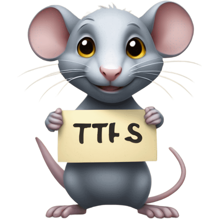 A rat holds a sign with the inscription "ТЫ" emoji