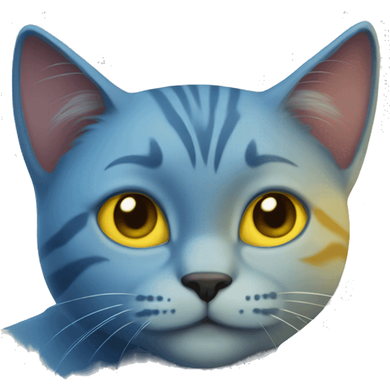 blue cat with yellow cat emoji