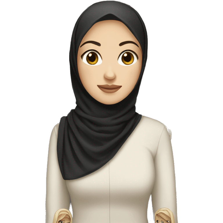 White girl with black hair wearing hijab emoji