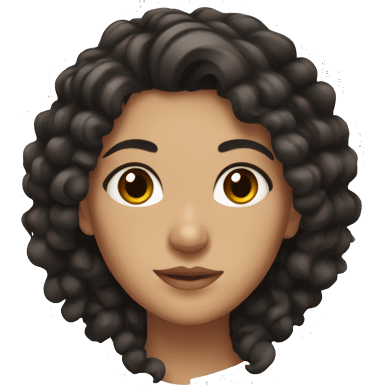 Greek woman with black curly hair and brown eyes emoji