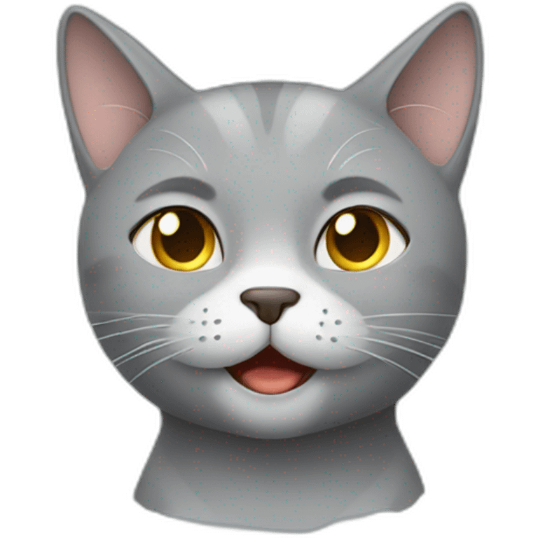 Grey cat happy with eyes closed emoji