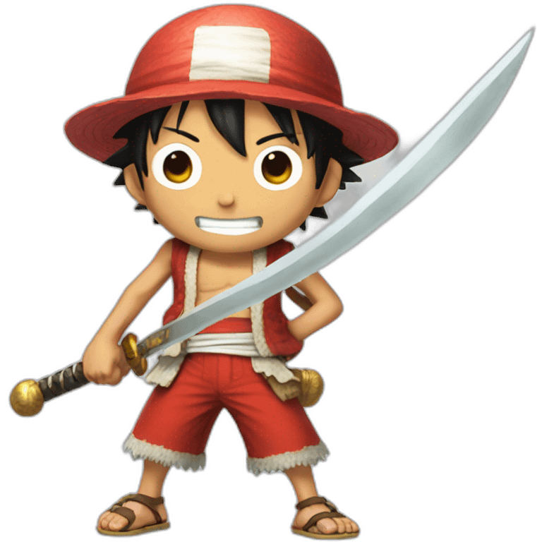 Luffy with a ballon sword text habib emoji