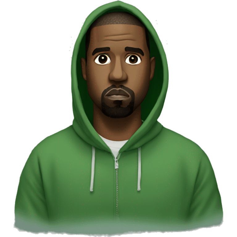 Kanye west with a green hoodie emoji