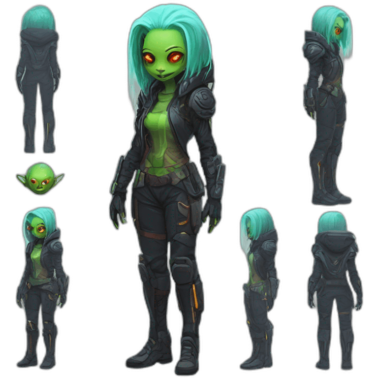 cyberpunk alien character desing scifi roguelike rpg style inspired by slay the spire digital art emoji