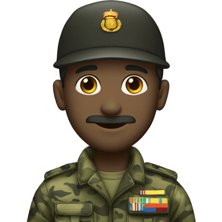 Um soldado com uniforme camuflado preto emoji