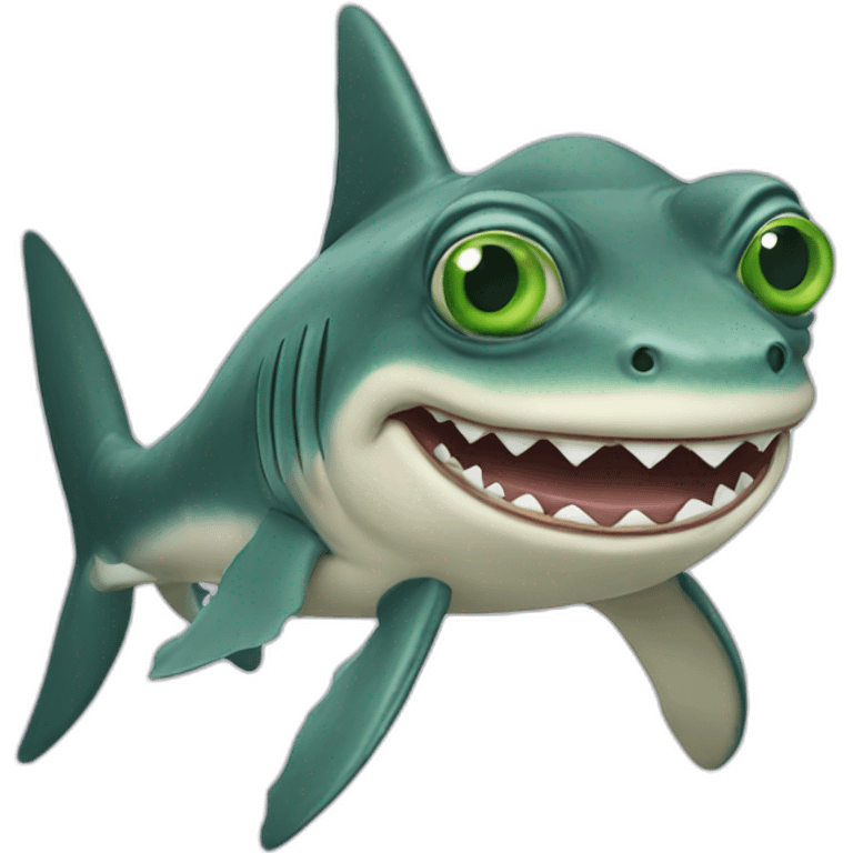 pepe the frog riding a shark emoji