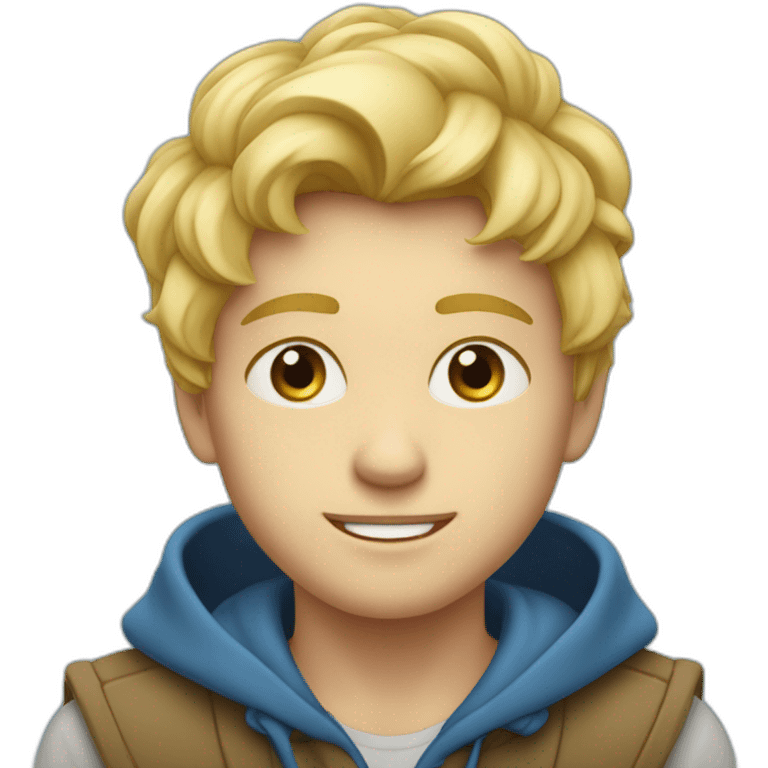 Garçon blond yeux bleu style héroïque fantaisy emoji