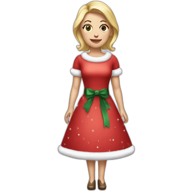 blonde woman in christmas dress, full body emoji