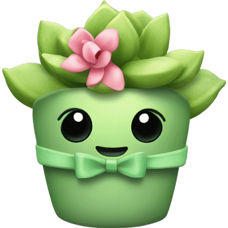 a cute succulent with a bow emoji