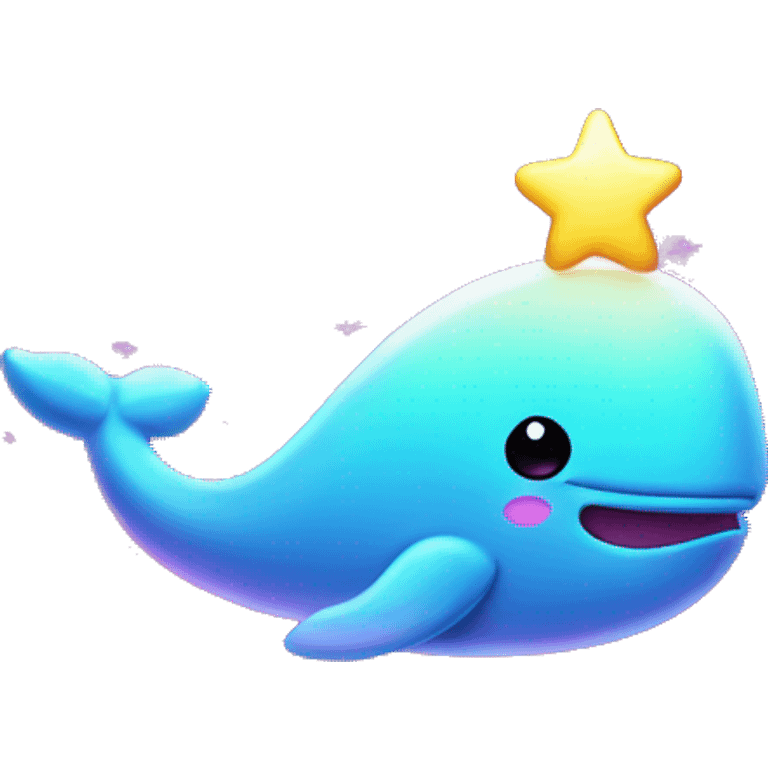 Two Kawaii neon star glitter whale emoji    emoji