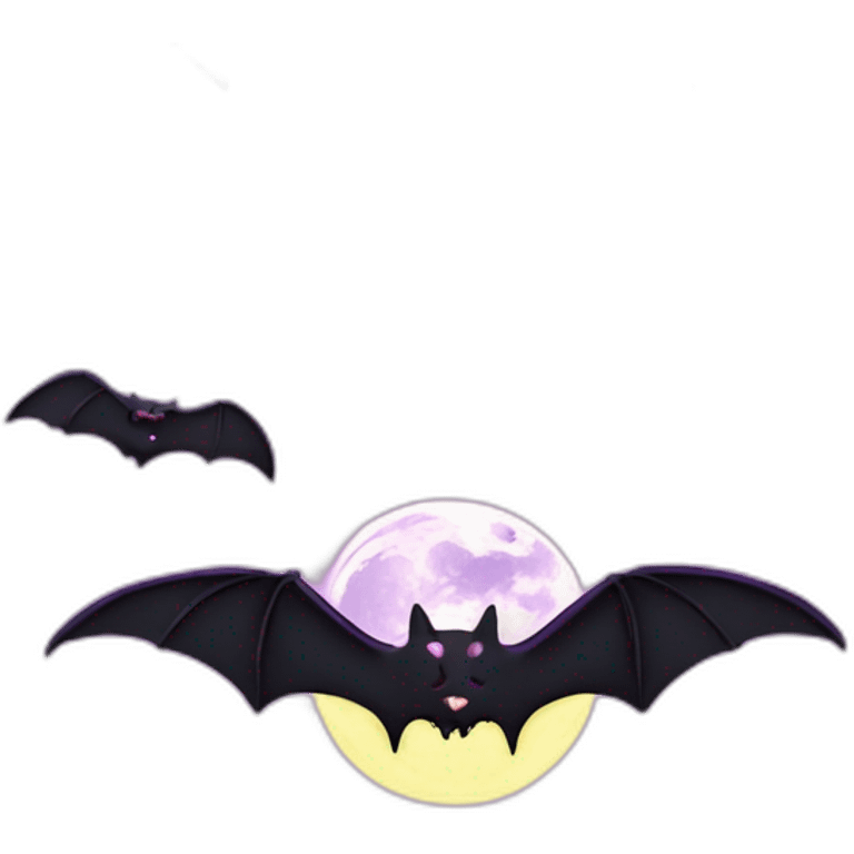 realistic full moon dripping purple behind with vampire bat wings flying in front emoji