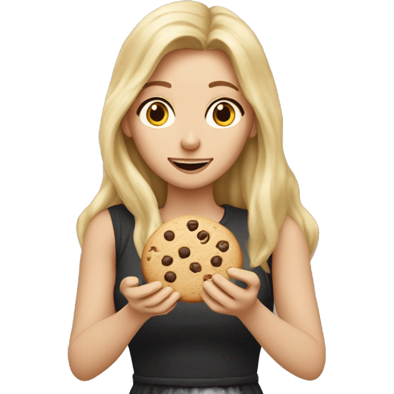 Woman-with-long-blonde -hair-and- blonde hair fair skin man eating cookie dough emoji