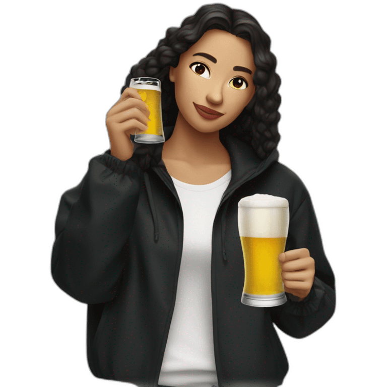 Lacoste latin friends woman drinking beer with black windbreaker emoji