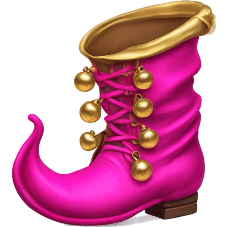 Realistic isolated hot pink elf boots with bells. emoji