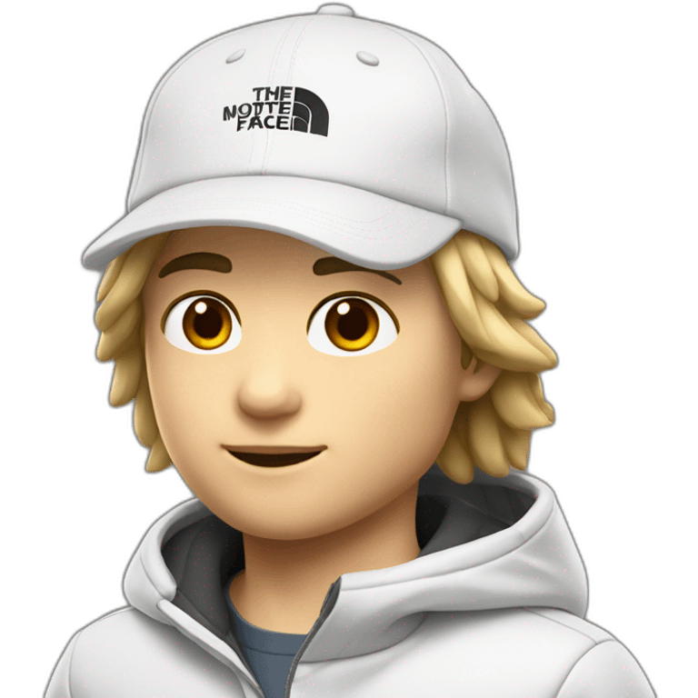 boy mi-long hair with north face cap white skin same model emoji