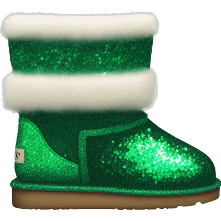 Realistic emerald green Sparkle glitter and fur Ugg boots. emoji