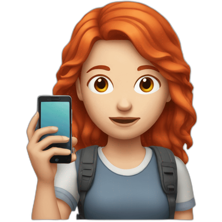 Red Hair girl with Smartphone  emoji